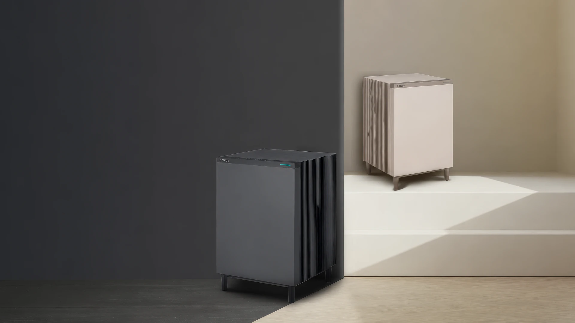 Coway SQUAREBIG AP-2425H di ruangan dengan cahaya matahari